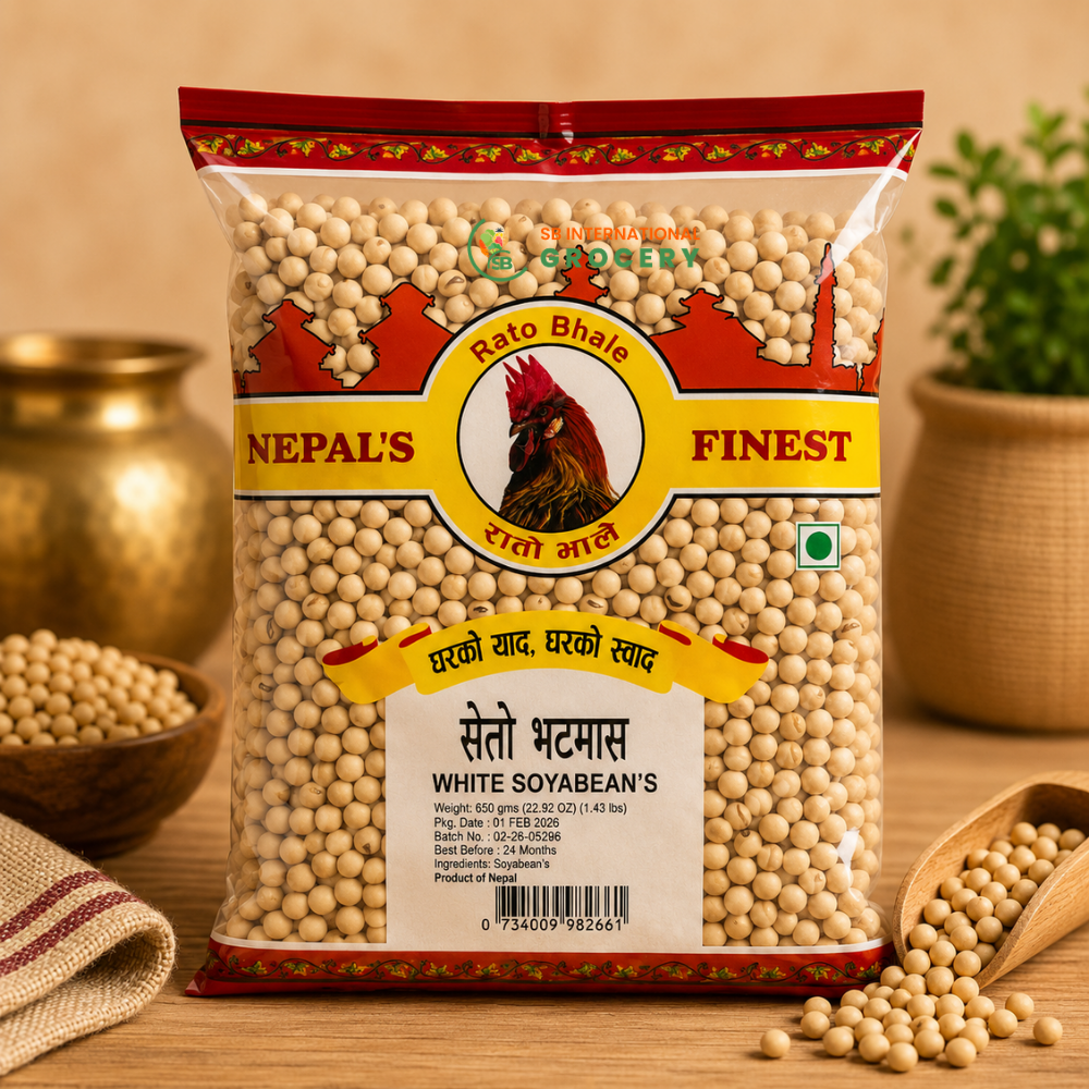 Rato Bhale Seto Bhatmas 650g Nepali White Soybeans Product of Nepal
